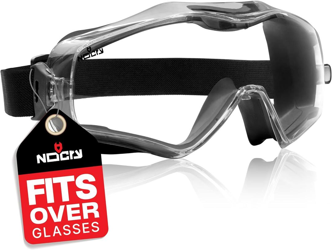 NoCry Safety Goggles Over Glasses with Extreme Impact Resistance  ANSI Z87.1 Certified Eye Protection with Anti-Fog, Anti-Scratch and UV380 Lenses  Adjustable Strap  Ideal for the Chemistry Lab