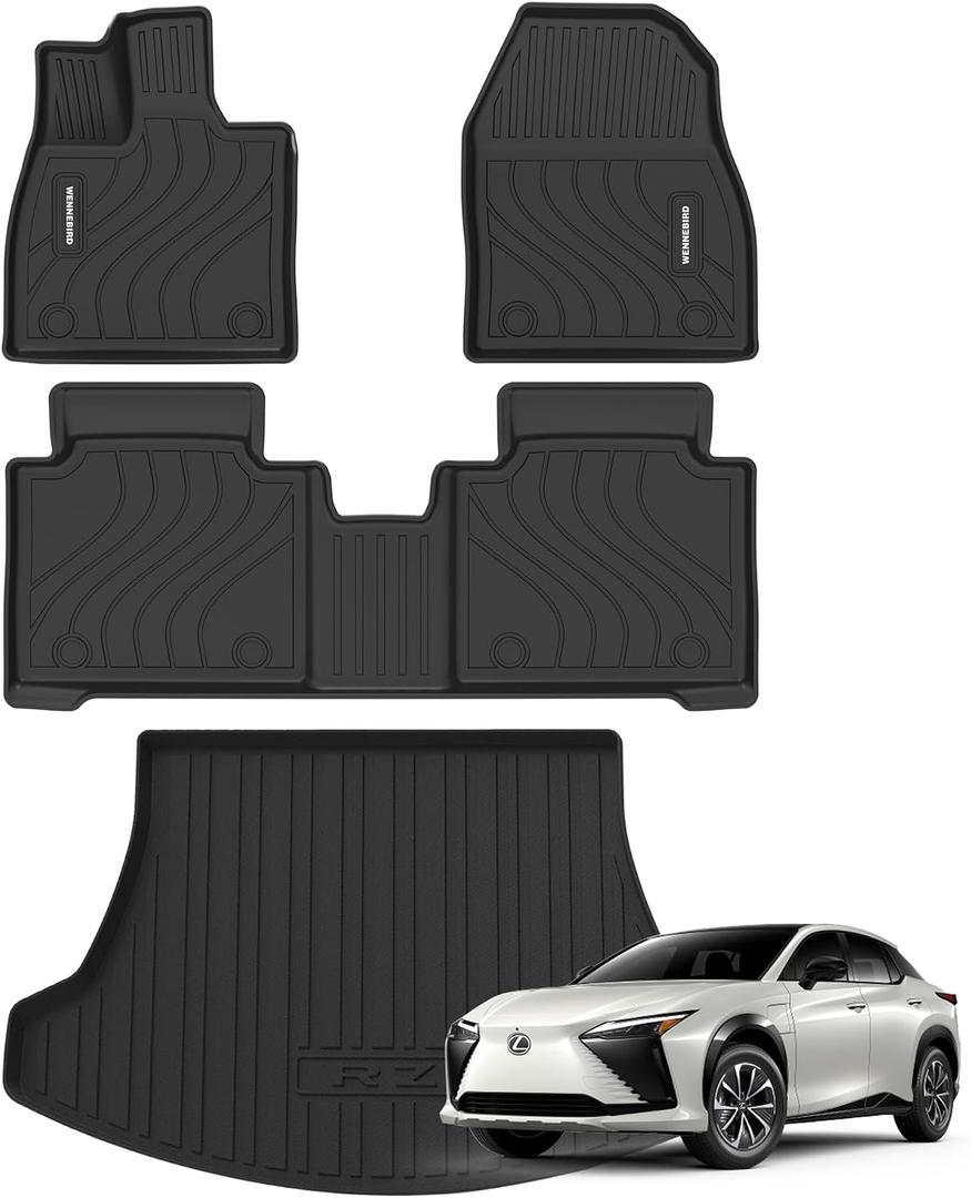 WENNEBIRD All Weather Floor Mats & Cargo Liner for 2023-2026 Lexus RZ 300e, RZ450e, Platinum TPE Anti-Slip Waterproof Liners - 4-Pc Set