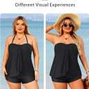 Daci Plus Size Bandeau Tankini Swimsuit for Women 2 Piece Halter Swim Top with Shorts Tummy Control Bathing Suits (Size 22W, Black)