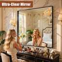 50"x30" Black Framed Bathroom Mirror, Large Rectangular Vanity Mirror, Aluminum Metal Frame, Wall Farmhouse Modern Wall-Mounted Mirrors for Bathroom, Bedroom, Living Room, Over Sink