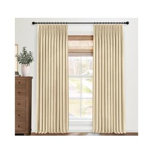 Pinch Pleated Curtains Blackout, Linen Blackout Curtains 96 inches Long 2 Panels Set for Bedroom, Thermal Insulated Pinch Pleated Drapes for Living Room, 40"W x 96"L (Pack of 2), Dark Linen