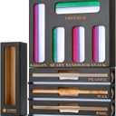 Calmbee 9-in-1 Bamboo Kitchen Organizer - Black & Multicolor Modern Minimalist Caddy with 3-in-1 Wrap Dispenser, Cutter & Bag Organizer