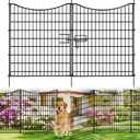 18 Panels No Dig Decorative Fence with Gate, 33 in(H) X 40.5 ft(L) Tall Garden Fence Animal Barrier, Rustproof Metal Wire Edging Border, Temporary Dog Fencing for Outdoor, Yard, Patio