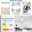 TCL Ceiling Fans with Lights, 52 Inch Low Profile Ceiling Fan with Light and Remote Control, Flush Mount, DC Reversible Motor, Noiseless, 6 Speeds Ceiling Fan for Bedroom (White)