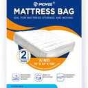 2 Pack King/Cal King Mattress Bag for Moving and Storage, Clear Plastic Mattress Cover for Moving, Waterproof Mattress Disposal Bags