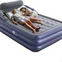 A-ER-FA Queen Air Mattress with Detachable Headboard and Cup Holder - 20 Height 700lbs Capacity Comfort Inflatable Bed for Guests Home Camping and Travel Durable Construction,Colchn Inflable,Air Bed