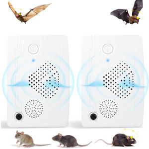 2026 Upgraded Bat Deterrent Devices Can be Used Indoor&Outdoor, Battery Operated Ultrasonic Bat Fortress Mini Repeller, Friendly to Human & Pet, White (2Pack)