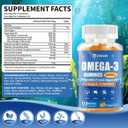 Vegan Omega-3 Gummies 1000mg from Algae Oil (DHA 460mg & EPA 230mg), Omega 3 Fish Oil Alternative for Adults, Plus Turmeric & CoQ10 for Brain, Eye & Immune Health, No Fishy Taste, Sugar Free, 60 Cts,Exp Date: 01/27/2028