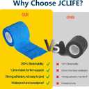 Self Adhesive Bandage Wrap Set, 10 Rolls, 1-4 Inch x 5 Yards, Elastic Cohesive Bandage Wrap, Vet Wrap, Ankle Tape, Tattoo Grip Tape Wrap, Athletic Tape - Blue