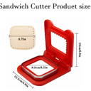 Square Sandwich Cutter for Lunches Leak-Proof Design, Stainless Steel Blades, Perfect for Bento Boxes, Party Snacks & Fun Shaped Sandwiches (Red)