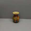 Yellow Orange Round Glass Vase,Modern Art Sea Glass Decor with Colorful Petal Decorative for Home Decor,Hand Blown Stained Vase for Flowers Living Room Dining Tabletop Centerpiece Office Decor