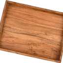 Serving Trays Acacia Wood Food Serving Tray for Coffee Table, Kitchen Counter, Bathroom or Entryway with Cutout Handles(16" X 12" X 2")