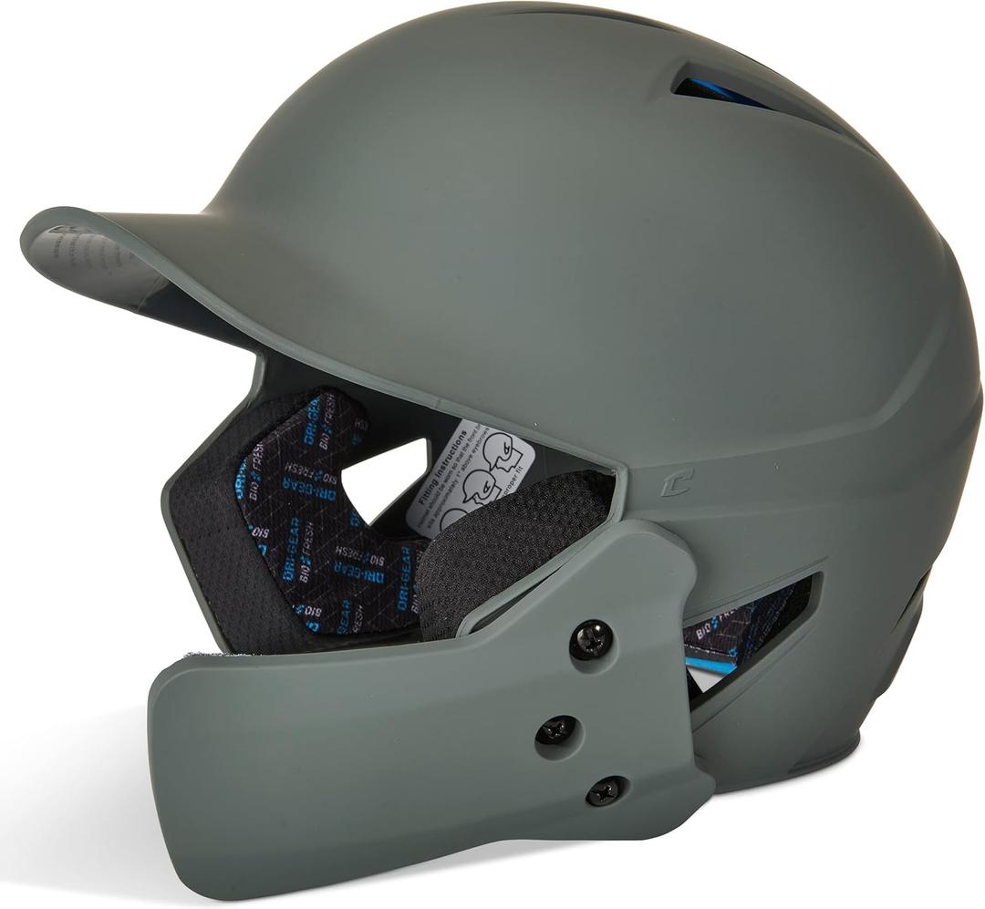 CHAMPRO HX Gamer Plus Batting Helmet with Reversible Jaw Guard (Medium, Graphite)