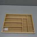 Juvale Bamboo Silverware Drawer Organizer with 6 Slots, Wooden Cutlery Tray Holder for Kitchen, Flatware, Utensils, 14.5 x 10.25 x 1.75 In