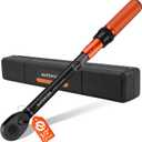 1/2 Inch Drive Click Torque Wrench, 10-180 ft.lb/13.6-244.1 Nm, 3% High Precision Lug Nut Torque Wrench with 72 Tooth Dual-Direction for Moto, Wheel Tire and Car Repair