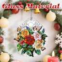 Butterfly & Rose Christmas Decorations - Christmas Ornaments for Tree | Stained Glass Ornament | Holiday Ornament Flower Lover Gifts | Gift Ideas | Xmas Gift