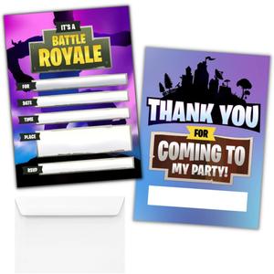 Hat Acrobat 20 Birthday Invitations for Boys with Envelopes and Thank You Cards - Game On Birthday Party Supplies (Purple)