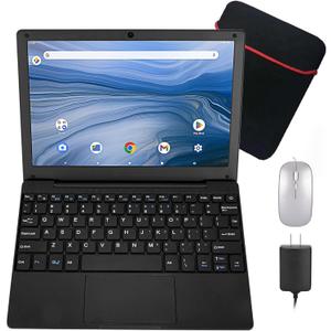 10.1Inch Laptop,Quad-Core Processor with Android 12.0 OS,2GB RAM,64GB EMMC,Built-in Camera,WiFi,USB Interface,Tpye-C Charging for Learning and Entertainment (Black 2GB+64GB)