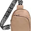 Crossbody bags for women,travel sling bag, fanny packs purses for women bag with pu leather. (Khaki)