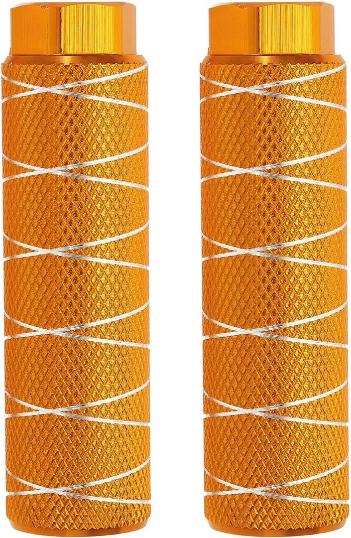 PATIKIL Bike Pegs Fit Axles, Aluminum Alloy Anti-Skid Lead Foot Bicycle Peg Back Seat Stands with Thin Line for BMX Mountain Dirt Bike Cycling Rear Stunt Pegs (Orange)