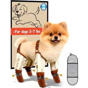 Dog Suspender Boots, Outdoor Anti Dust Pants with Shoes for Dogs, Adjustable Anti Slip Paw Protector Booties for Small & Medium Dogs (S)