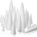 Leelosp 40 Pcs Foam Cones for Crafts, White 6 Size Polystyrene Foam Tree Cones for Valentine's Day DIY Projects Holiday Decorations