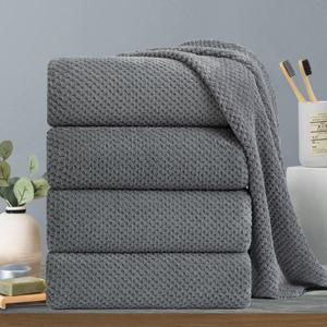 Hailea Gray Bath Towels Set 35x70 Inches - Luxury 600 GSM Oversized Bath Sheet Towel,Extra Large Microfiber - Quick Dry,Highly Absorbent,Super Soft Shower Towels Spa Hotel Bathroom Towel Set (4-Pack)