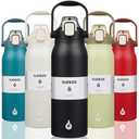 BJPKPK Insulated Water Bottles with Straw, 57 oz Sports Water Bottle with One-handed Opening Lid, BPA Free Leakproof Easy Carry Thermos, Jugs, Flasks for Gym Sports Outdoors, Black