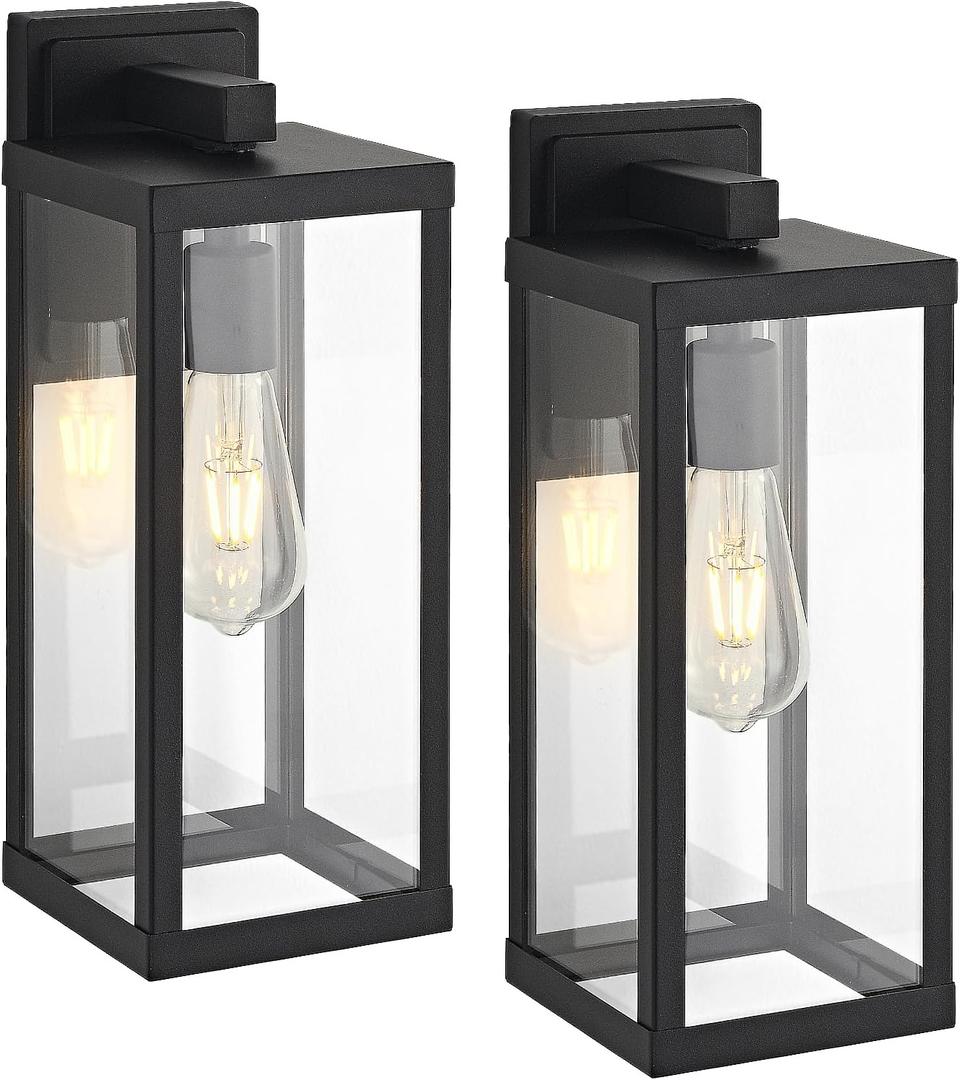 Black Outside Lights for House 15" H Outdoor Wall Sconce Waterproof Large Exterior Light Fixtures for Garage, Doorway, Porch, Patio, 2 Pack