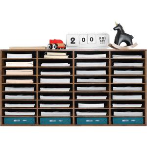 EasyPAG Wooden Literature Organizer with Adjustable Shelves, 36 Compartments Office Paper Organizer Storage 18000 Sheets Letter Size Paper, Student Mailbox for Classroom, Archaize