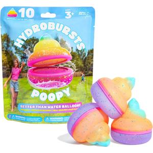 Hydroburst 10-pack Reusable Water Balloons by Relatable, For The Pool, Beach Toys And Outdoor Play Toys, Includes 10 Refillable Balloons With Poopy Faces