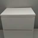 Signature Design by Ashley Onita Nightstand, Modern White Nightstand with 2 Smooth-Gliding Drawers, Wood Bedroom for Bedside Storage, Minimal Hardware-Free Design, Solid White Finish