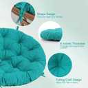 Papasan Chair Cushion Outdoor, Round Papasan Cushion Indoor with Ties, Waterproof Circle Seat Pad for Porch Patio Garden, 45 in Blue, Cushion Only