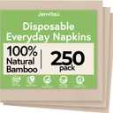 Jenvita Everyday 100% Bamboo Compostable Napkins Disposable 250-Pack | Table Napkins Disposable for Lunch, Dinner,Events & Entertaining | 2-Ply FSC Certified | Compostable Paper Towels | 6.5 x 6.5Inch