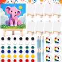 Partylamb 24 Sets Mini Acrylic Paint Kit with Wooden Easel, Canvas, Brushes, Palette, Painting Kits for Kids Girls Boys, Art Set Gifts for Birthday Party Favors Classroom Prizes Easter Gifts for Kids