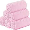 Buryeah 6 Pcs Flannel Throw Blanket Bulk 50 x 60 Inch Sleepover Blankets Wedding Throw Soft Lightweight with Striped Ribbed for Sofa Room Couch Donation Homeless Gifts (Pink)