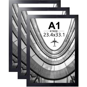 KTKDE A1 Black Modern Picture or Poster Frame 3 Pack,23.4x33 Poster Frames Black Wooden frame, Vertical & Horizontal Wall Hanging Large Picture Frames for Photos, Posters & Art Prints
