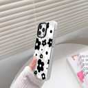 NITITOP Compatible with iPhone 15 Pro Max Case Cute Clear for Women Girls Black Flower Floral Pattern Ultra Slim with Bumper Protector Soft TPU Anti-Yellow Protective Phone Cover - Black