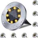 4.6 Inch Diameter Solar Ground Lights, Waterproof Solar Garden Lights, Outdoor Garden Waterproof Bright in-Ground Light, Landscape Lighting for Pathway,Yard,Lawn,Patio,Walkway (8 Pack Warm Light)