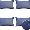 Home Brilliant Patio Pillows Outdoor Waterproof Linen Pillow Covers Rectangle Farmhouse Pillows for Bedroom Office Holidays, Pack of 4, 12inch x 20inch(30x50 cm), Dark Blue