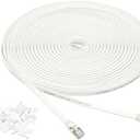 Amazon Basics RJ45 Cat 7 Ethernet Patch Cable, Flat, 600MHz, Snagless, Includes 20 Nails, 50 Foot, White