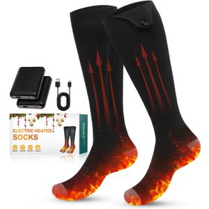 Heated Socks, Rechargeable Electric Socks for Men Women, 3 Heating Settings Washable Heated Sock for Fishing Skiing Hunting Hiking Skating, Christmas Stocking Stuffers Gifts, One Size(Lustrous)