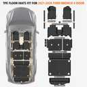 All Weather Car Floor Mats Cargo Liner with Backrest Mat for Ford Bronco 4 Door 2025 2024-2021(Not for Bronco Sport), TPE Rubber Liners Full Set Automotive Mats for 2025 Bronco Accessories