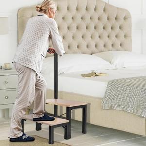 Step Stool with Handle, 350 lbs Capacity, Lightweight and Sturdy Step Stool for Elderly Seniors, for Bedroom, Bathtub and Car