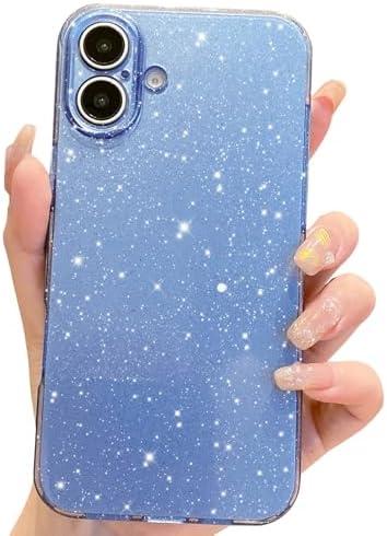 OWLSTAR for iPhone 16 Plus Case 6.7 inch, Cute Glitter Bling Thin Slim Cover, Shockproof Sparkly Shiny Soft Silicone Phone Case for Women Girls (Sierra Blue), Pack of 4