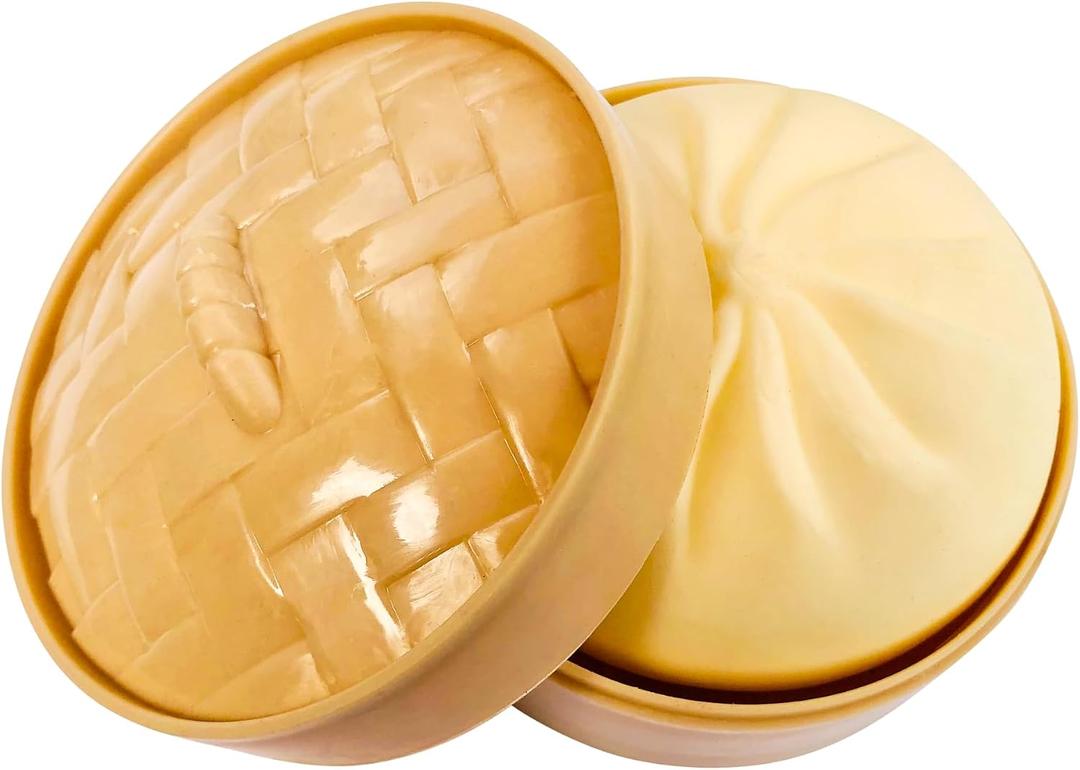 Zorbitz Squishy Dumplin Steamed Soft Dumpling Bun Simulation Fidget Toy Beige, Pressure-Relieving Sensory Squeeze Ball