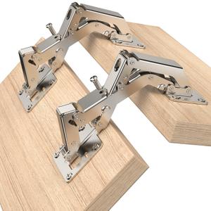 2 Pack 170 Degree Soft Close Cabinet Hinges, Slow Smooth Hidden Frameless Lazy Susan Hinge, Concealed Hardware Surface Mount, Lid Support Trap Door, Self Closing for Corner, Kitchen Cupboard