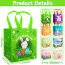 STARSIDE 8 Pack Easter Egg Hunt Bags with Handles for Kids - Reusable Non-Woven Cute Bunny Chick Carrot Tote Bags for Gift Wrapping, Easter Treats, Goodie Bags & Party Favors (7.09x5.91x7.87 Inches)