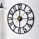 LEIKE 31 Inch Extra Large Wall Clock, Retro Decorative Oversized Silent Little Ticking Battery Operated,Black Metal Arabic Numerals Wall Clocks for Living Room,Office,Entrance Farmhouse Decor