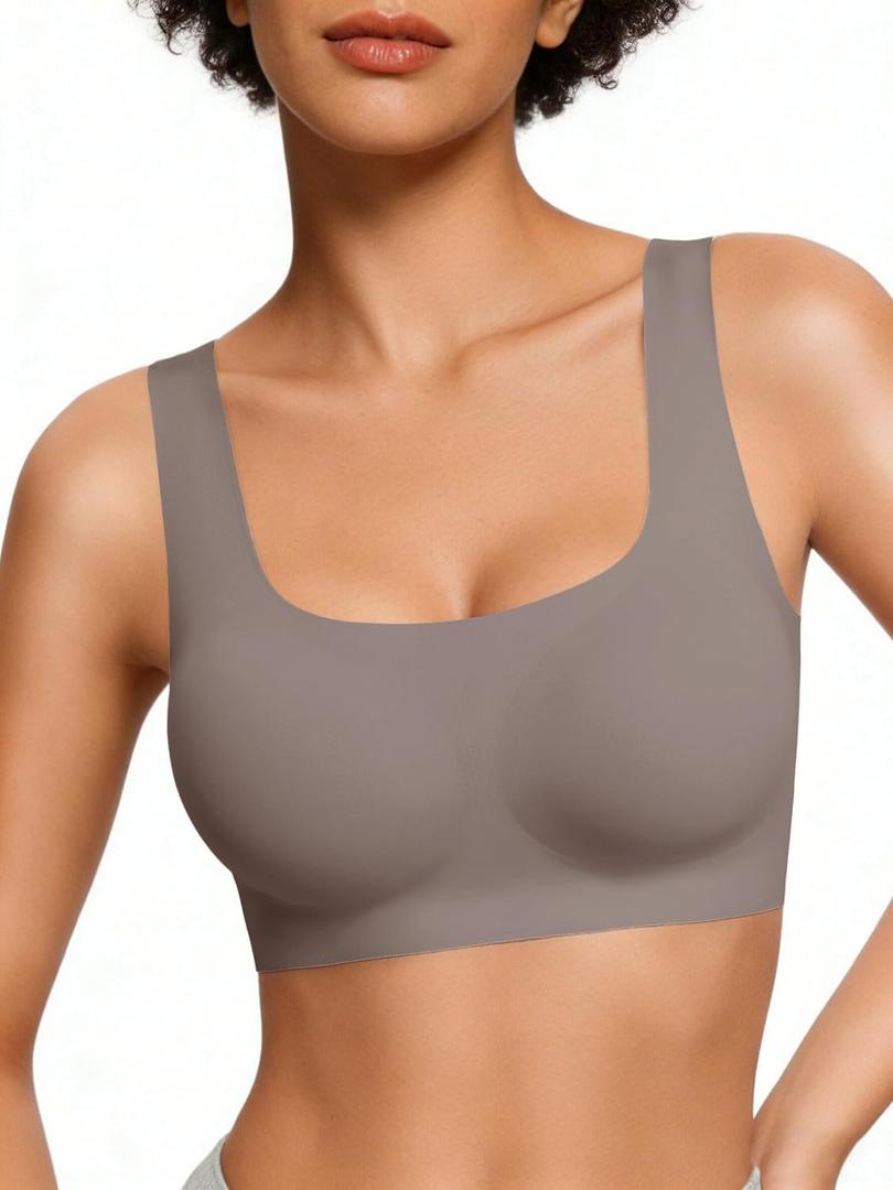 Avidlove Bralettes for Women Comfy Pullover Wireless Bra Seamless T Shirt Wirefree Wide Straps Sleep Everyday Bras Grey